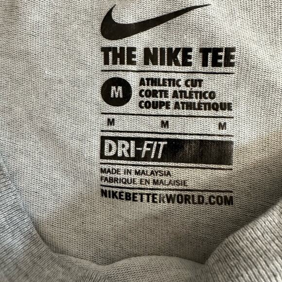 Nike Dri Fit Athletic Cut Crew Neck Tee T Shirt Gray Logo Lightweight Men Medium - Picture 4 of 13